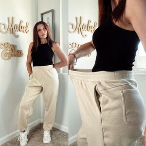 Mondetta comfy Cream Track jogger Pants with pockets size XL
